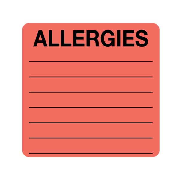 Allergies 2-7/16" x 2-1/2" Flr Red w/Black